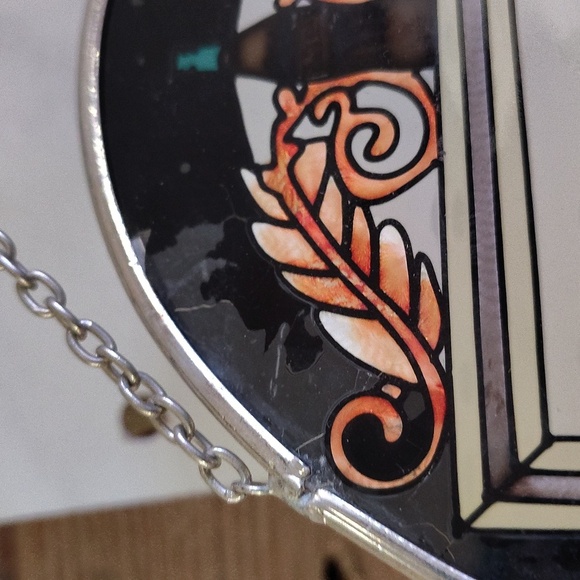 Coca-Cola stained glass hanging sign with chain 7" oval - Picture 3 of 5